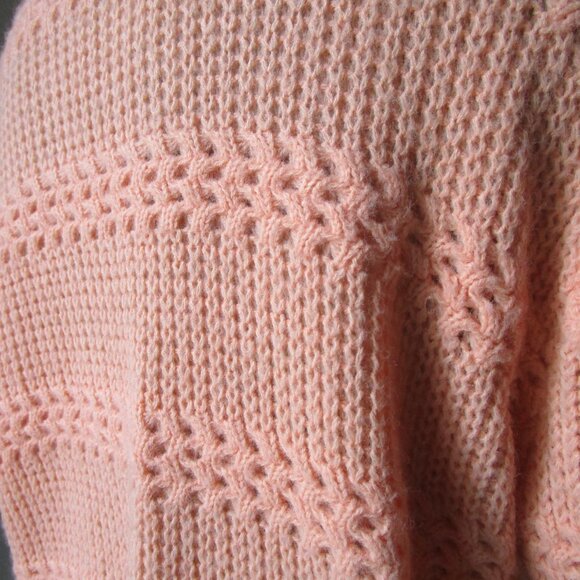 Pumpkin peach tone sweater, short cardigan, 1960s Merriweather Orlon and Acrylic - Picture 5 of 13